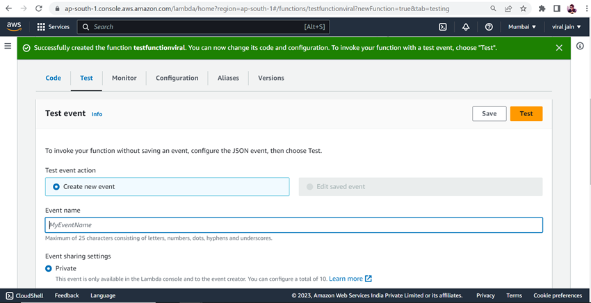Create a Lambda function with AWS console